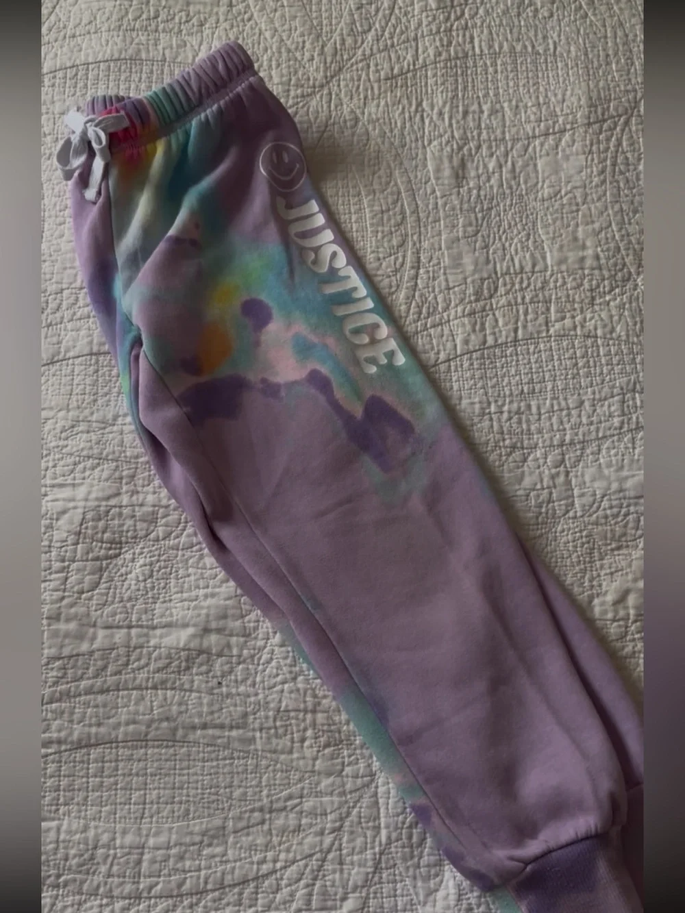 Justice Pastel Tie-Dye Shorts with White Drawstring